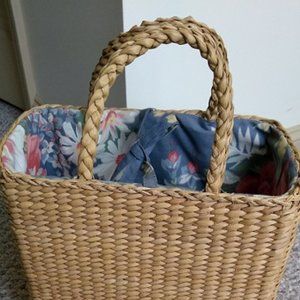 Ralph Lauren Straw Bag Floral Lined